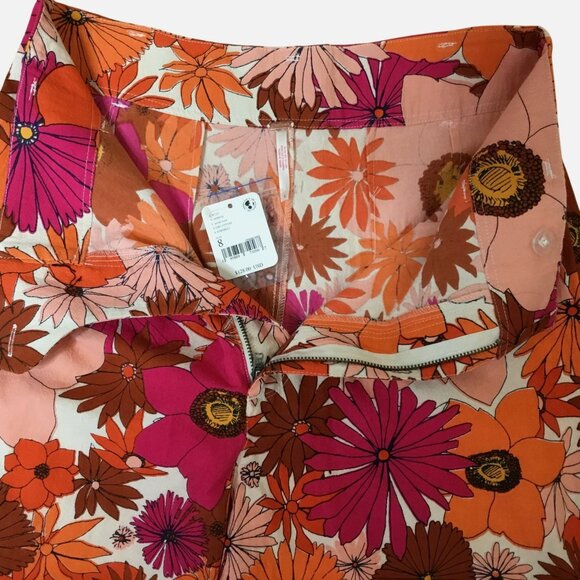 FREE PEOPLE Tessa Floral Tapered Trousers Sz 8 NWT Cotton Retro Print 70s Resort - Picture 2 of 8